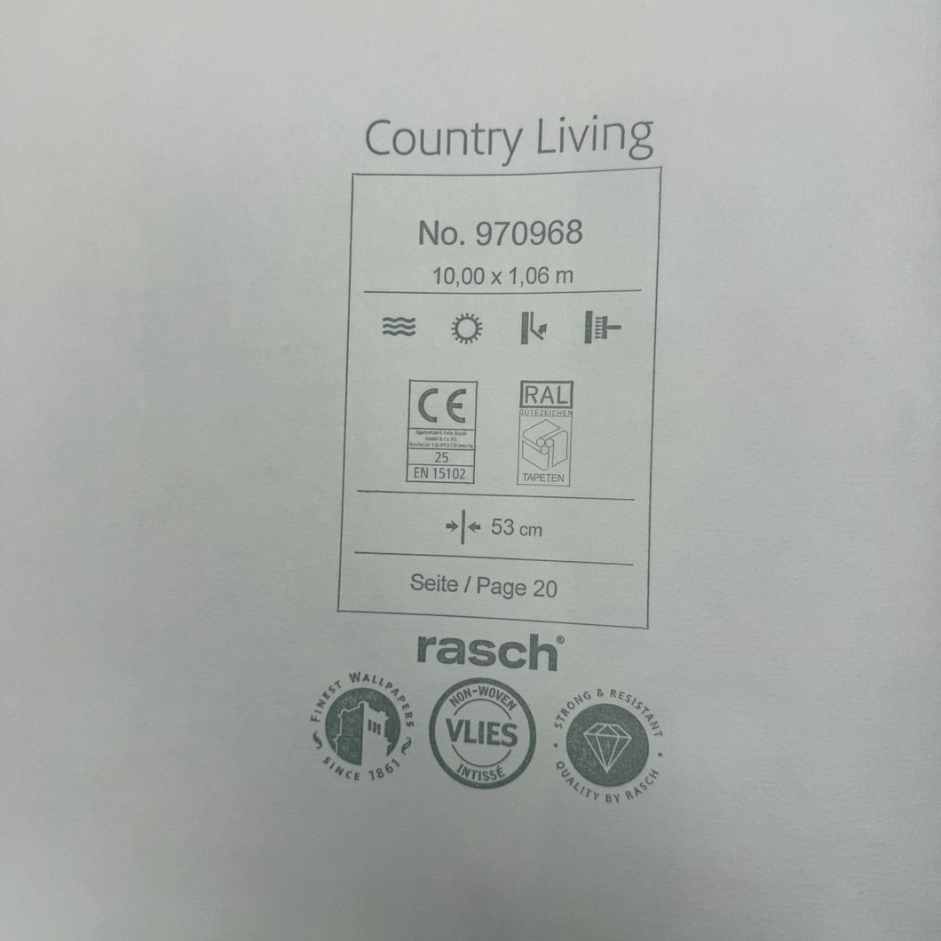 Обои виниловые на флизелиновой основе темно-бежевые Rasch Country Living 1,06 х 10,00м (970968)