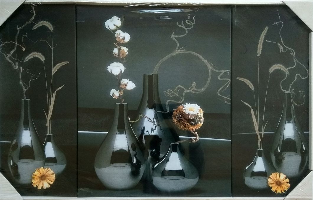 Картина триптих на холсте 3 части Черные вазы 50 x 80 см (3889-TRP948)