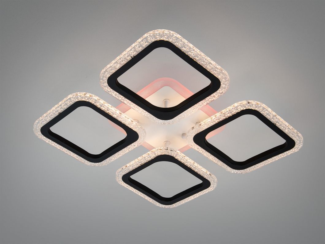 Стельова LED люстра чорна 55W пульт димер 4 мод