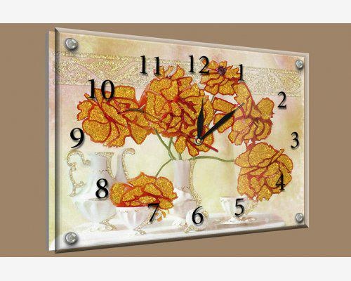 Годинник-картина під склом Жовті квіти 25 см x 35 см (3789 - В - 13)