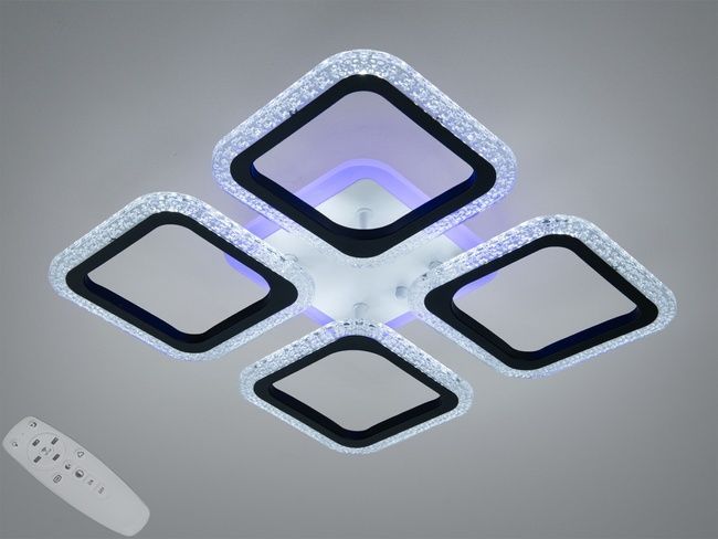 Стельова LED люстра чорна 55W пульт димер 4 мод
