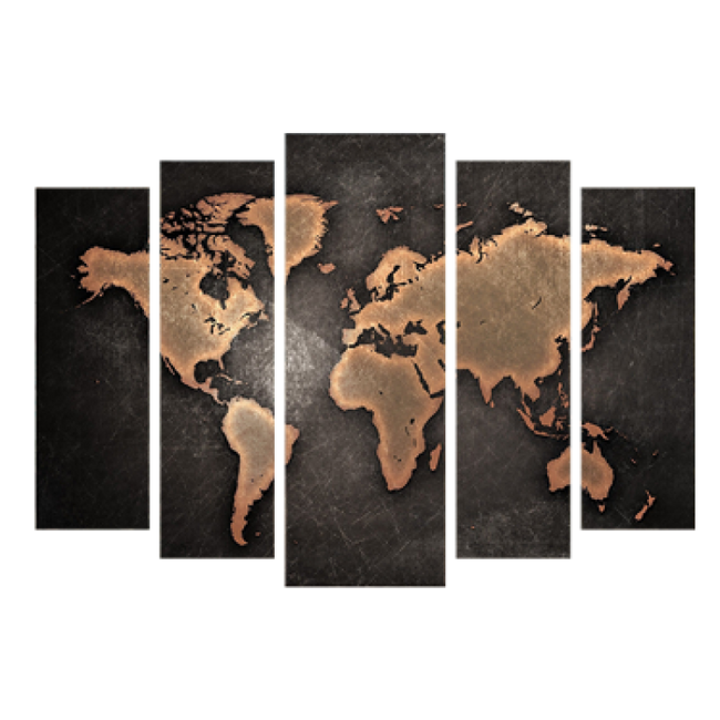 Картина модульная 5 частей Карта мира 80 х 120 см (8401-Q-045)