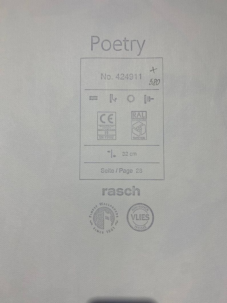 Обои виниловые на флизелиновой основе Rasch Poetry бежевый 0,53 х 10,05м (424911)