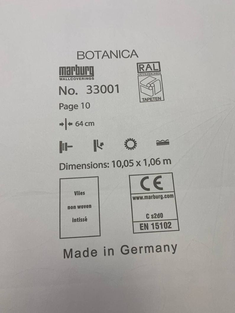 Шпалери вінілові на флізеліновій основі Marburg Botanica сріблястий 1,06 х 10,05м (33001)
