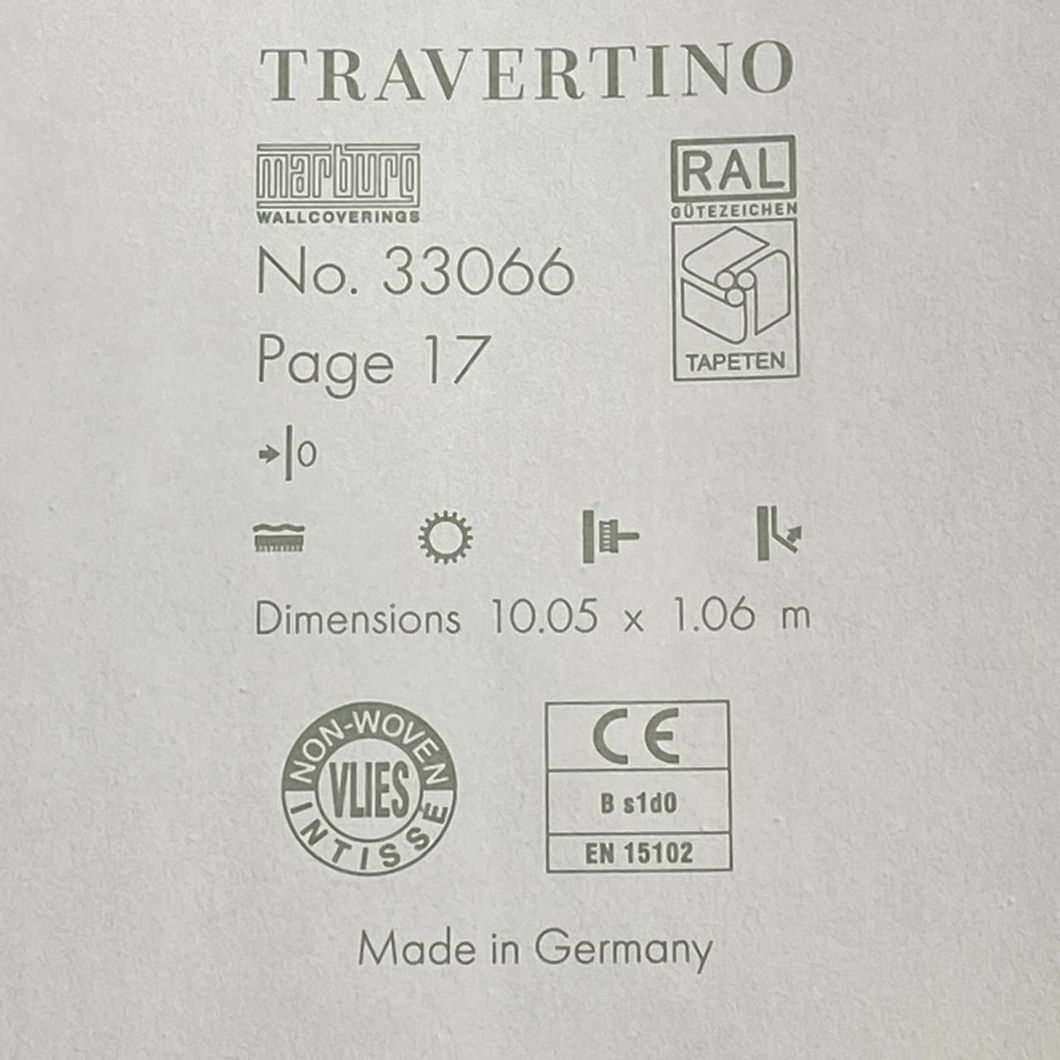 Обои виниловые на флизелиновой основе темно-серый Marburg Wallcoverings Travertino 1,06 х 10,05м (33066)
