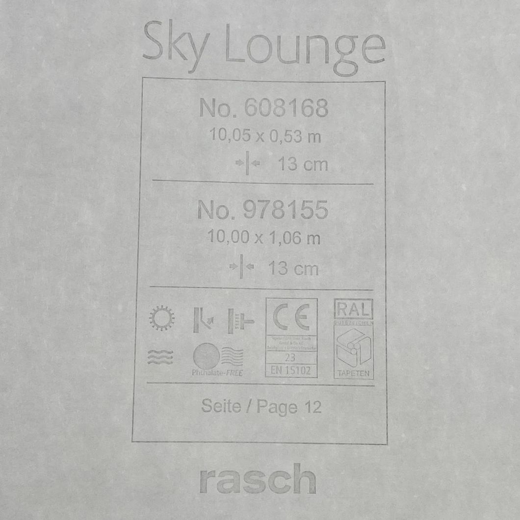 Шпалери вінілові на флізеліновій основі темно-сірий Rasch Sky Lounge 1,06 х 10,05м (978155)