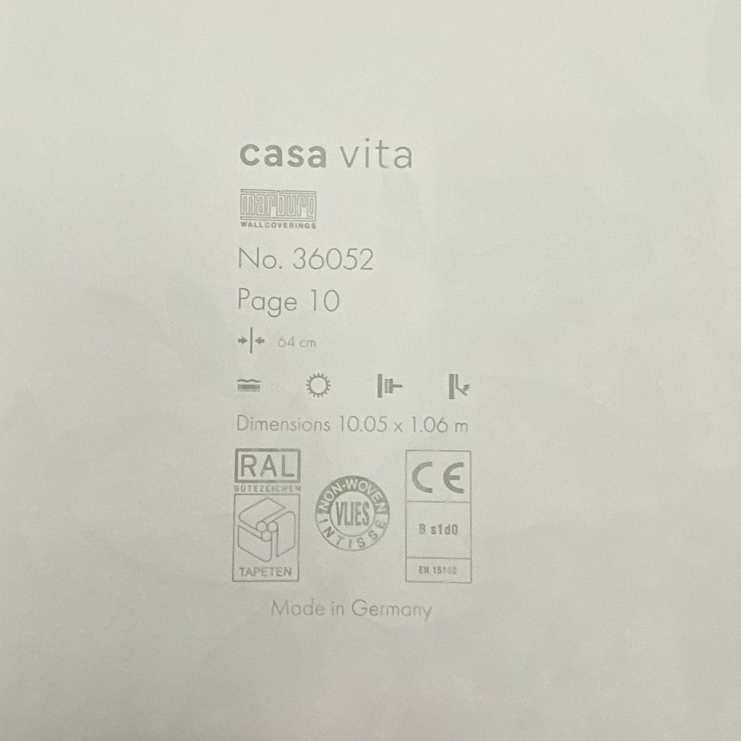 Обои виниловые на флизелиновой основе серые Marburg Casa Vita 1,06 х 10,05м (36052)
