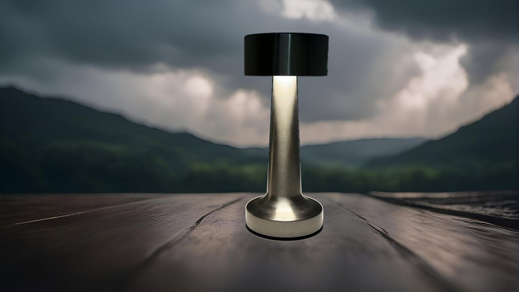 Настільна лампа сенсорна світлодіодна ESLLSE DOWN LIGHT з акумулятором 1200 mA Срібляста, Хром
