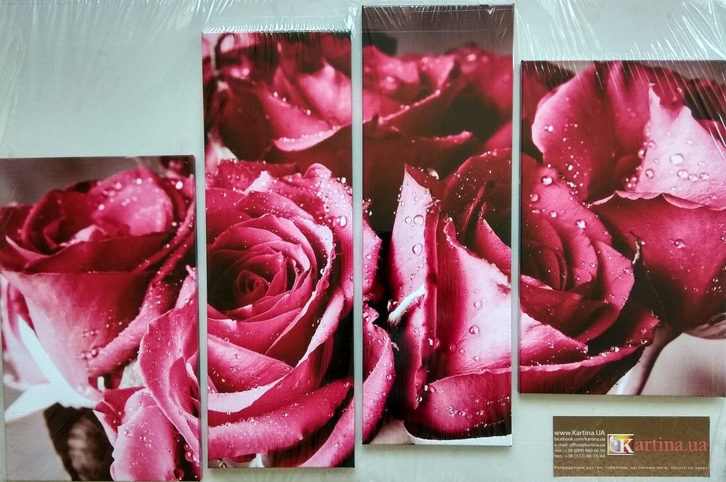 Картина модульна 4 частини Троянди 80 х 120 см (4361-22-3)