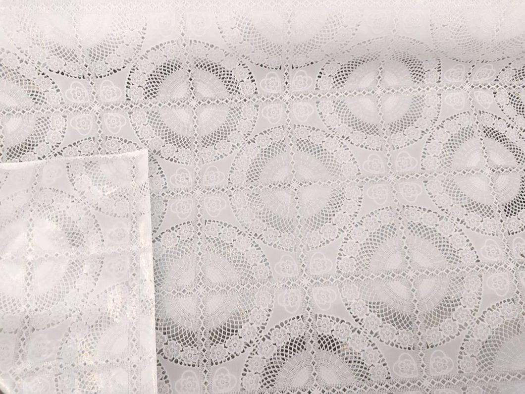 Клеенка на стол виниловая без основы Ажур белый 1,35 х 1м (100-181), Белый, Белый