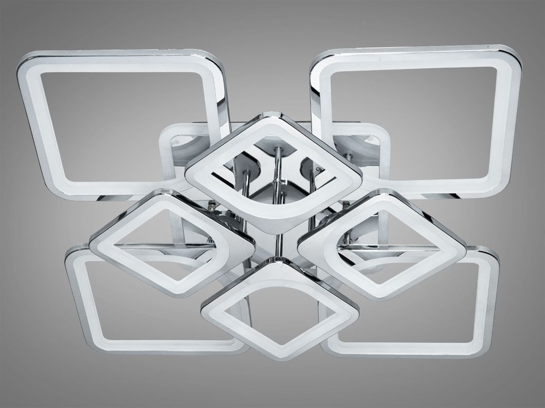 LED люстра з диммером і синім підсвічуванням, колір хром, 155W