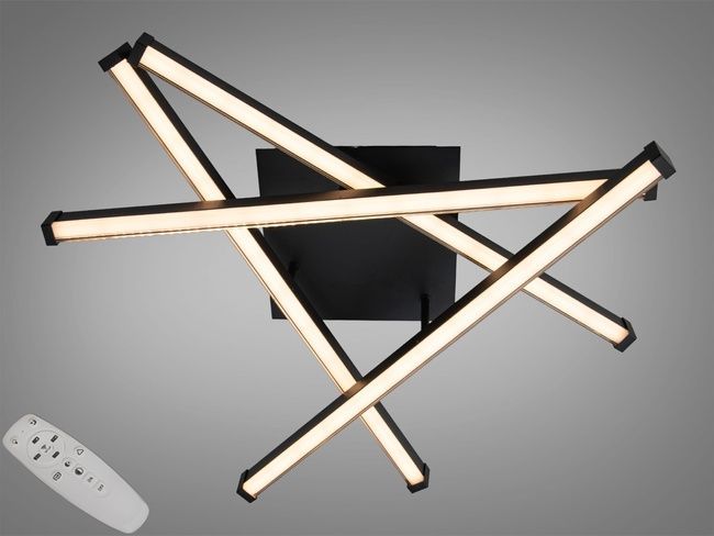 Стельова LED люстра чорна 60W пульт димер 2 кільця