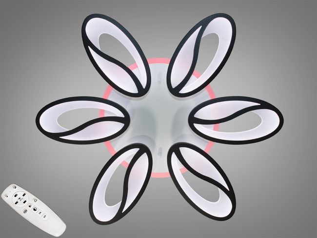 Стельова LED люстра з диммером та LED підсвічуванням, 105 Вт, чорна