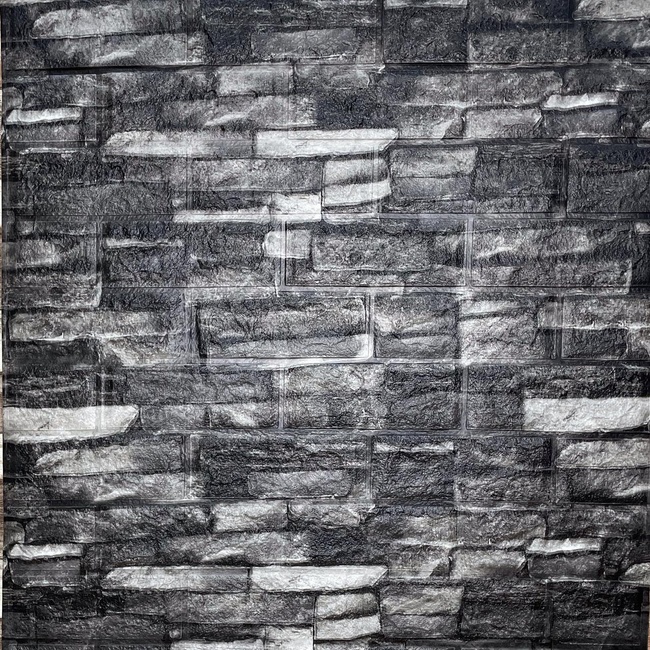 Панель стінова самоклеюча декоративна 3D під цеглу сірий піщаник матовий 700х770х5мм (059M), Серый, Сірий