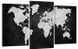 Модульна картина у вітальню / спальню для інтер'єру "Карта світу з чорно-білим візерунком" 3 частини 53 x 100 см (MK30238_E)