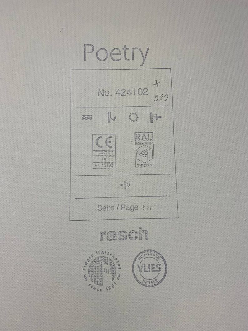 Обои виниловые на флизелиновой основе Rasch Poetry бежевый 0,53 х 10,05м (424102)