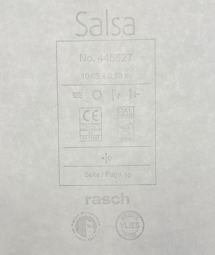 Обои виниловые на флизелиновой основе Salsa Rasch графитовый 0,53 х 10,05м (448627)