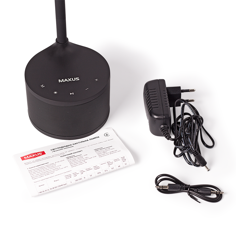 Розумна лампа MAXUS DKL RGB 8W Bluetooth-колонкой черная, Черный, Черный