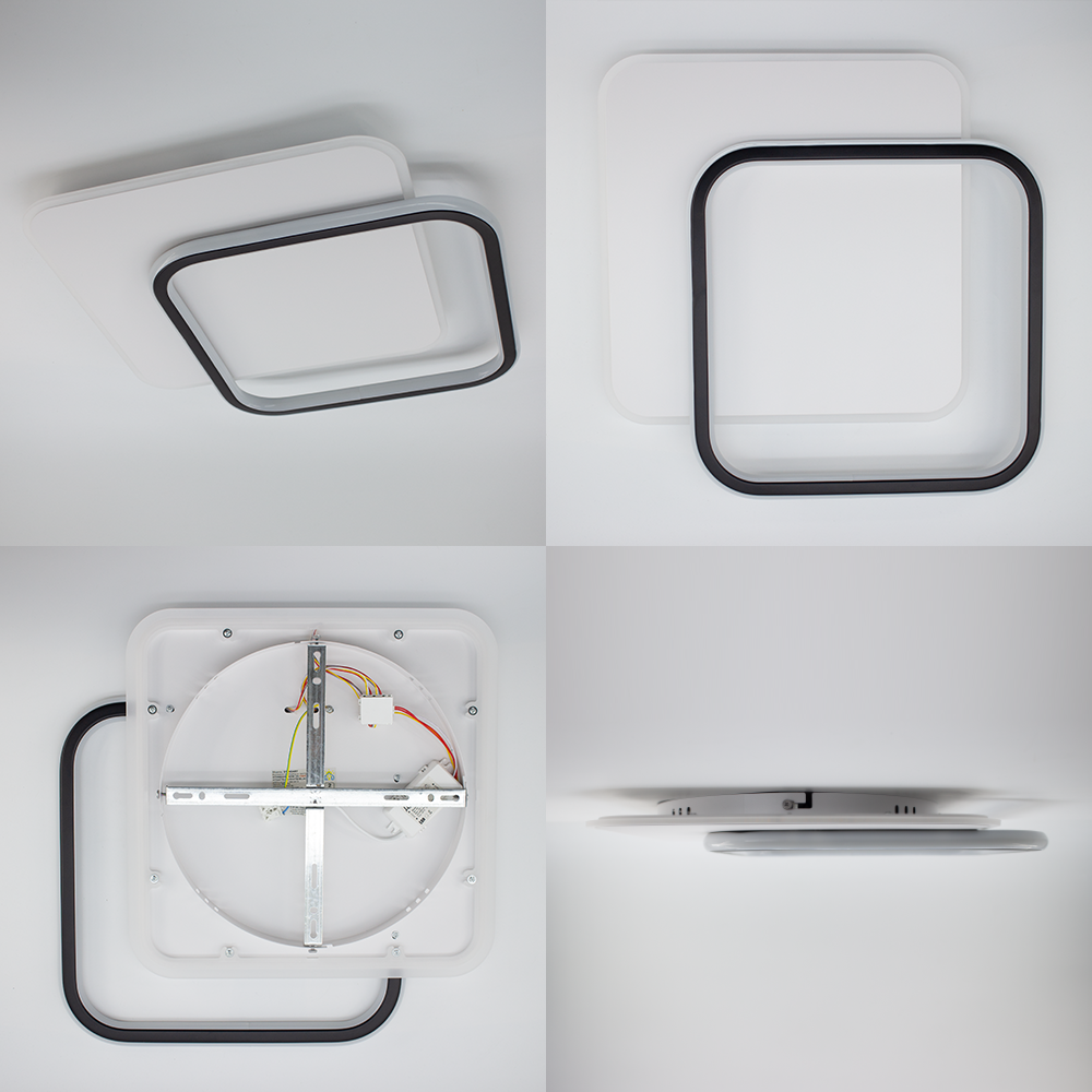 Керована світлодіодна люстра STANDART 80W 2S-ON/OFF-475&times;475&times;50-WHITE/BLACK-220-IP20, білий; бело-чорний