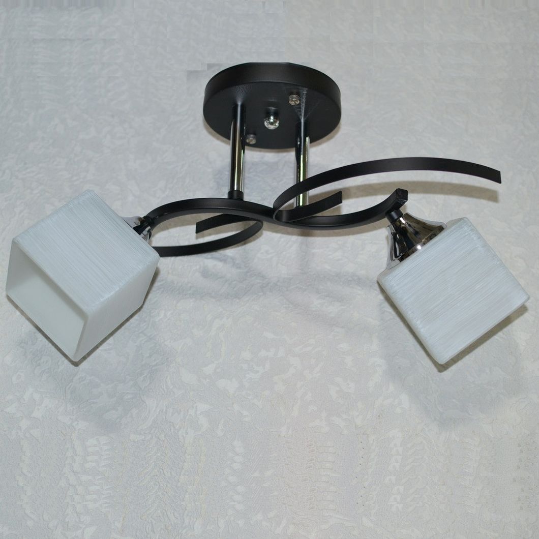 Люстра черная 2 плафона белые в гостиную, спальню в классическом стиле (2581/2), Белый, Белый