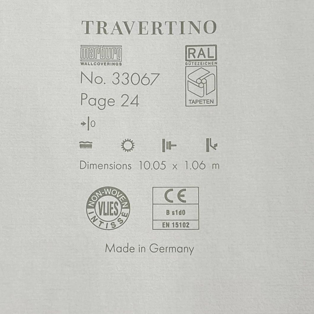 Обои виниловые на флизелиновой основе серо-бежевый Marburg Wallcoverings Travertino 1,06 х 10,05м (33067)