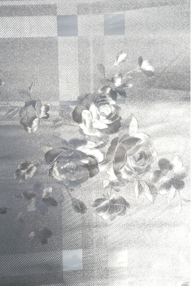 Клейонка на стіл ПВХ на основі Квіти срібло 1,4 х 1м (100-156), Серый, Сірий