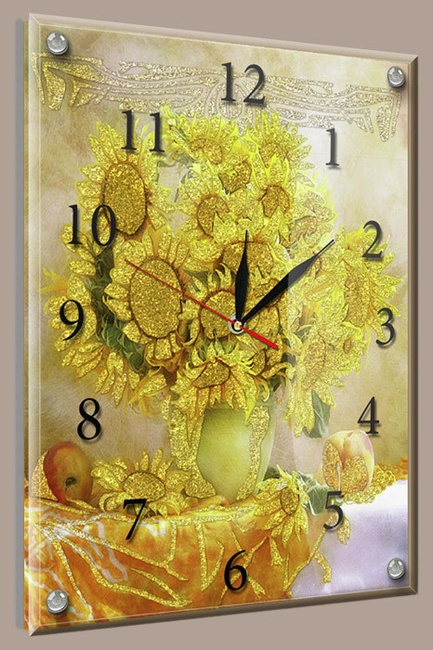 Годинник-картина під склом Квіти 30 см x 40 см (3858 - К469)