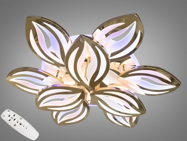 Потолочная люстра с диммером и LED подсветкой, цвет золото, 165W
