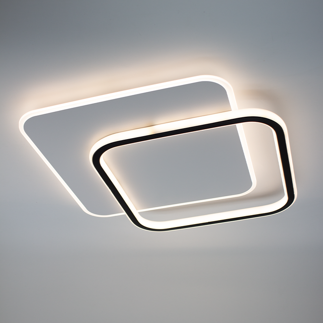 Керована світлодіодна люстра STANDART 80W 2S-ON/OFF-475&times;475&times;50-WHITE/BLACK-220-IP20, білий; бело-чорний