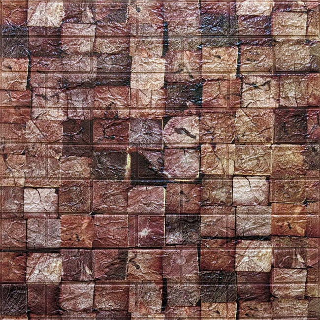 Панель стеновая самоклеящаяся декоративная 3D панель бруса 700х770х5мм (028), Коричневый, Коричневый