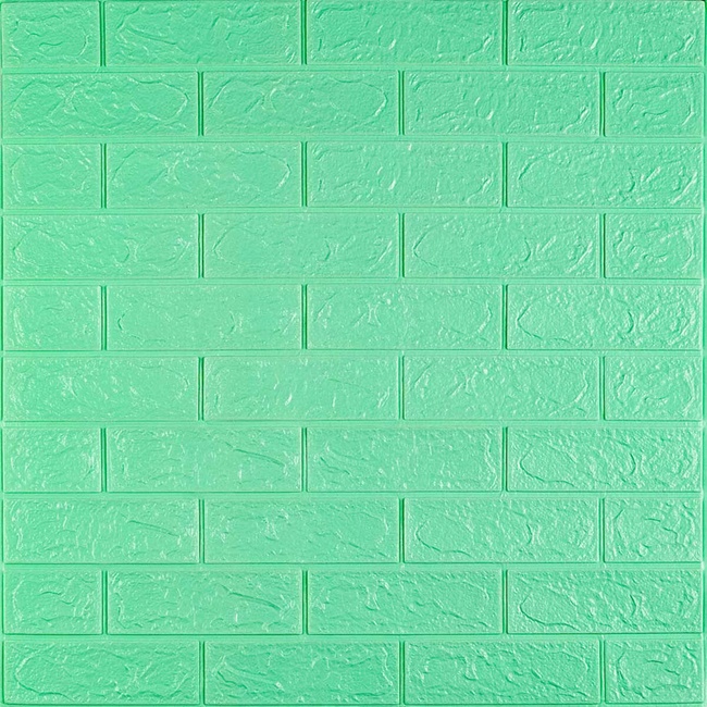 Панель стеновая самоклеющаяся декоративная 3D Кирпич Зелёный 700x770x3мм (012-3), Зелёный, Зелёный