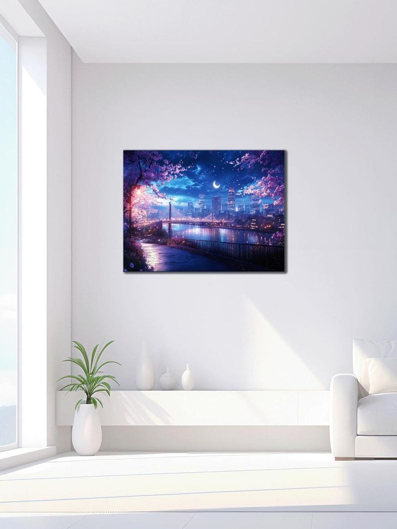 Картина на холсте МАKO " Город под покровом сакуры " 50x70 см MK10520_5070