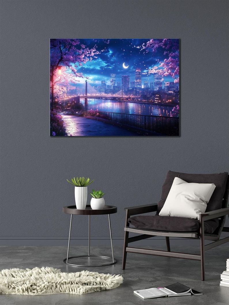 Картина на холсте МАKO " Город под покровом сакуры " 50x70 см MK10520_5070