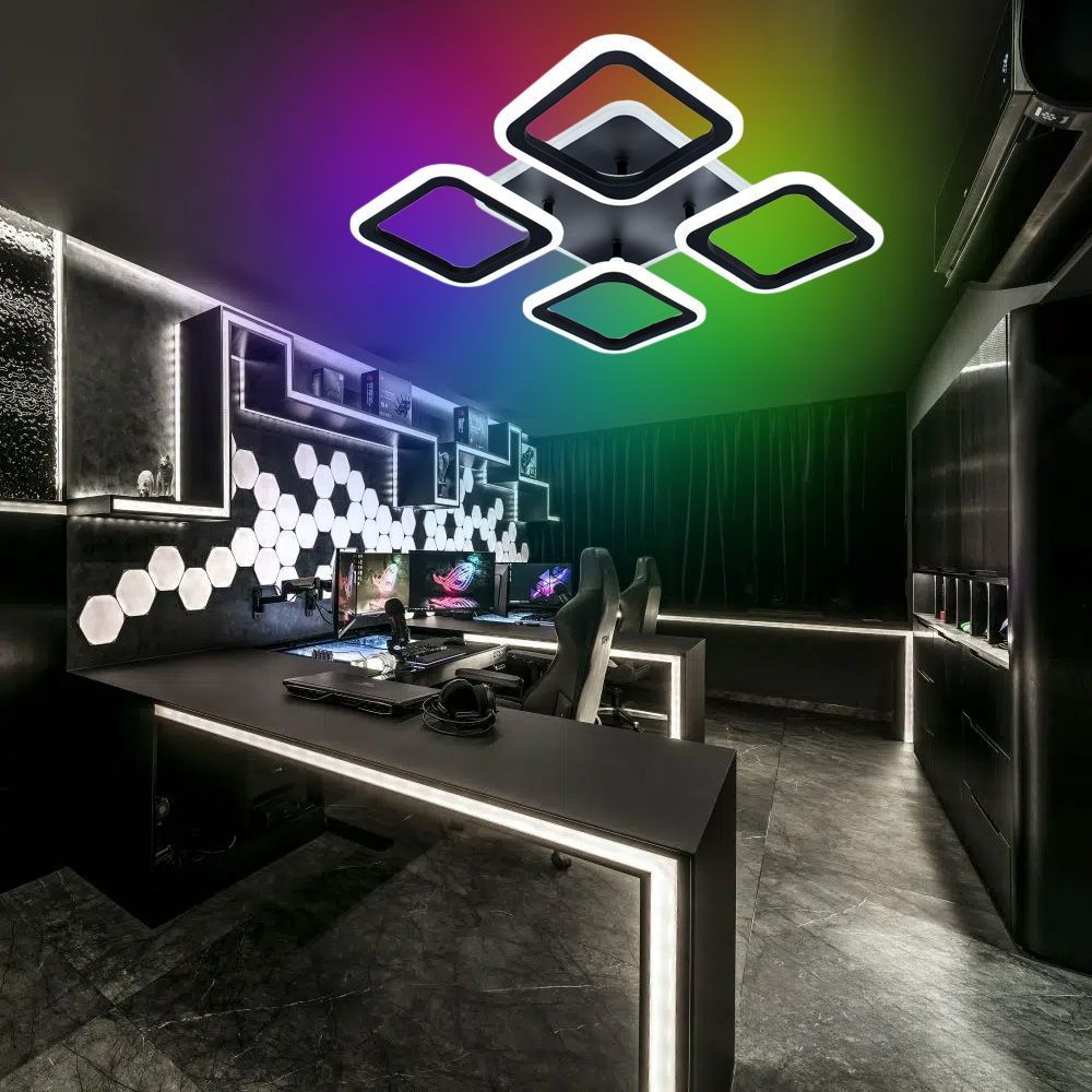 Смарт люстра керована світлодіодна ROOM RGB 5S 70 Вт SMART 385&times;385&times;75 мм Чорна, Чорний