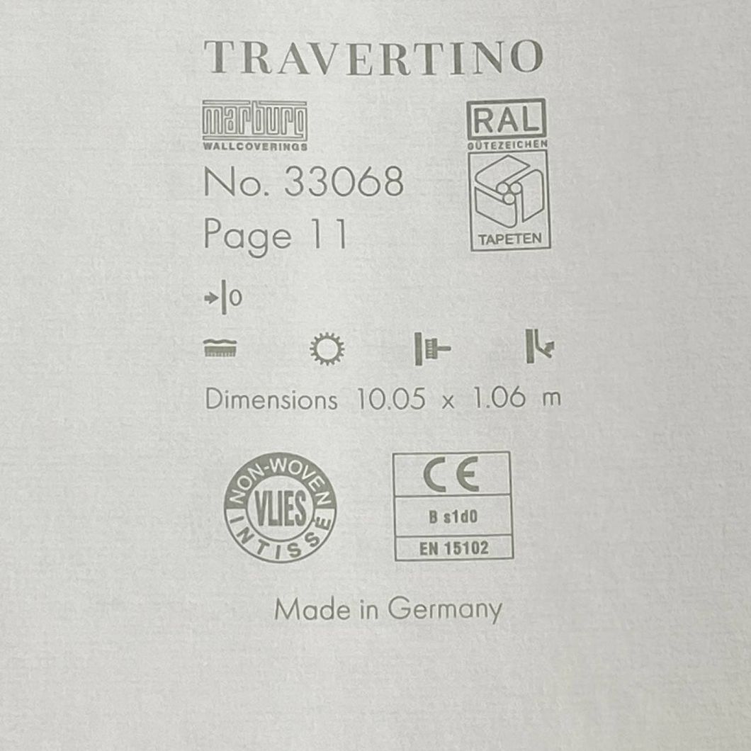 Шпалери вінілові на флізеліновій основі світло-сірий Marburg Wallcoverings Travertino 1,06 х 10,05м (33068)