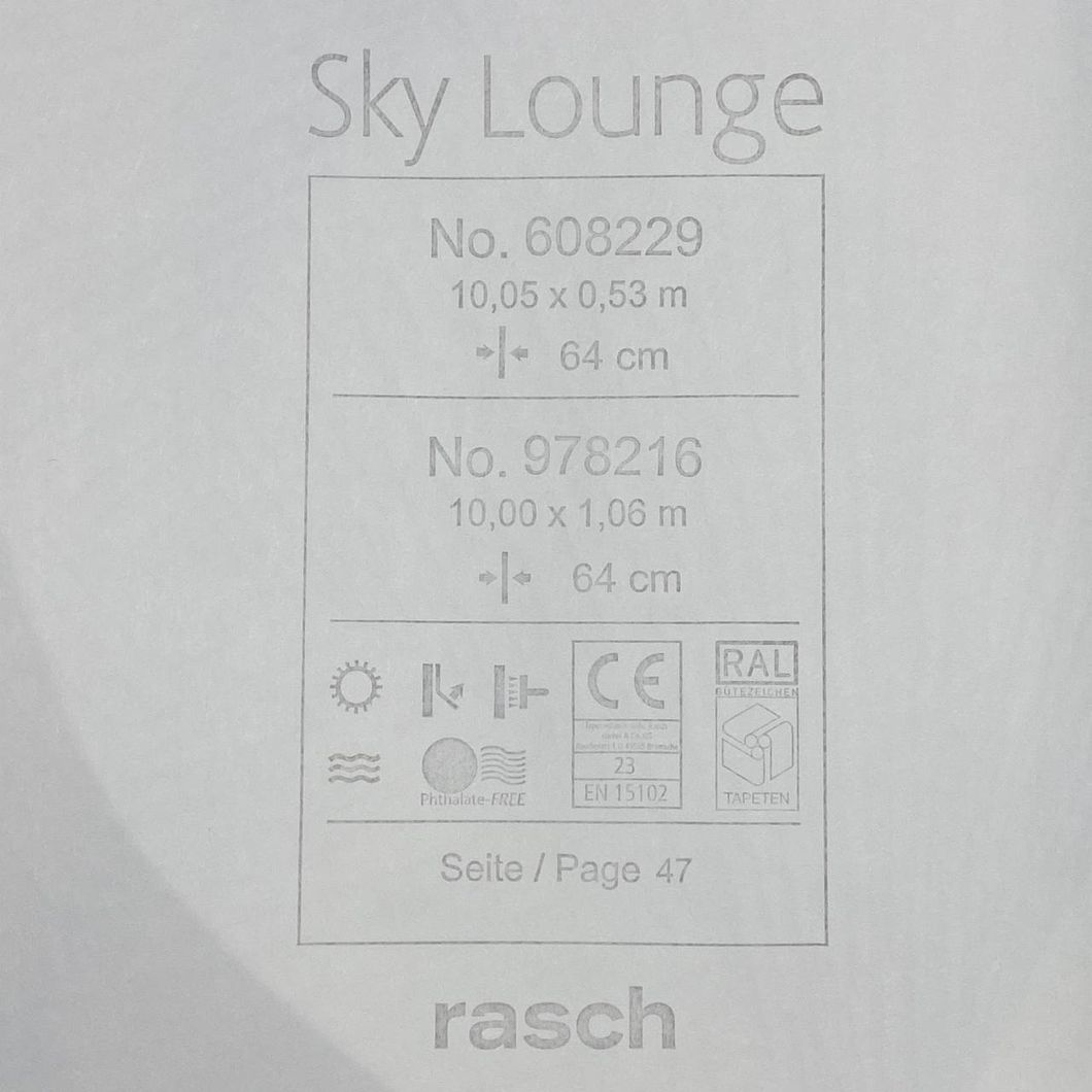 Обои виниловые на флизелиновой основе серо-бежевый Rasch Sky Lounge 1,06 х 10,05м (978216)