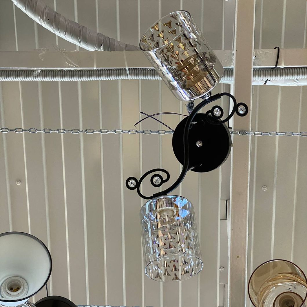 Люстра 2 лампы сребряные в гостиную, спальню в классическом стиле (XA1435/2), Черный, Чорный-хром