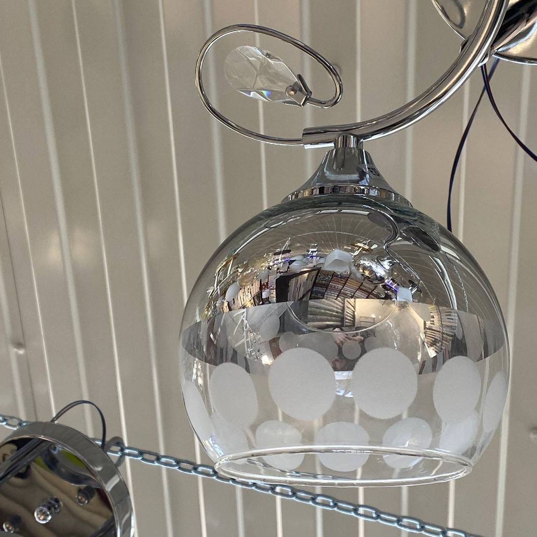 Люстра 2 лампи прозорі зі сріблом у вітальню, спальню скло в класичному стилі ХРОМ (XA1438/2), Хром, Хром