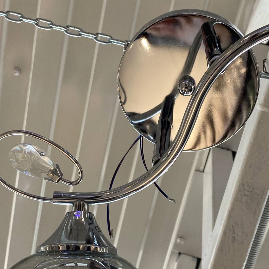 Люстра 2 лампы прозрачные с серебром в гостиную, спальню стекло в классическом стиле ХРОМ (XA1438/2), Хром, Хром