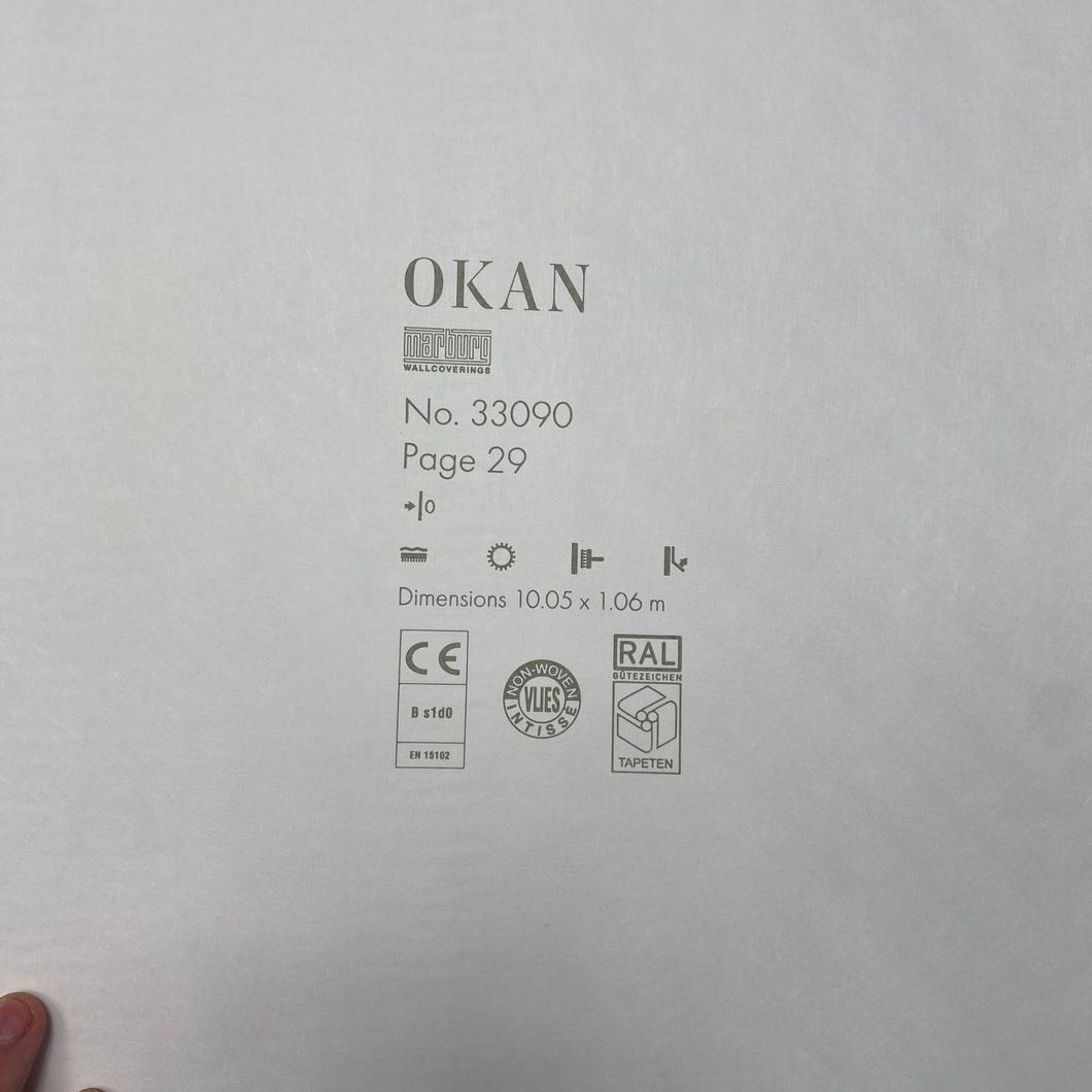 Шпалери вінілові на флізеліновій основі OKAN Marburg білий 1,06 х 10,05м (33090)