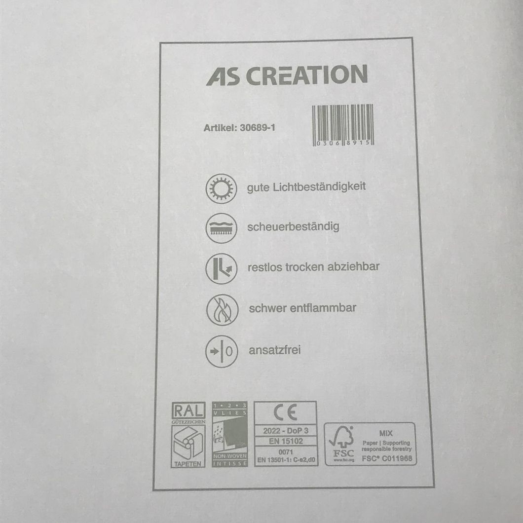 Шпалери вінілові на флізеліновій основі AS Creation Pint Walls білий 0,53 х 10,05м (30689-1)