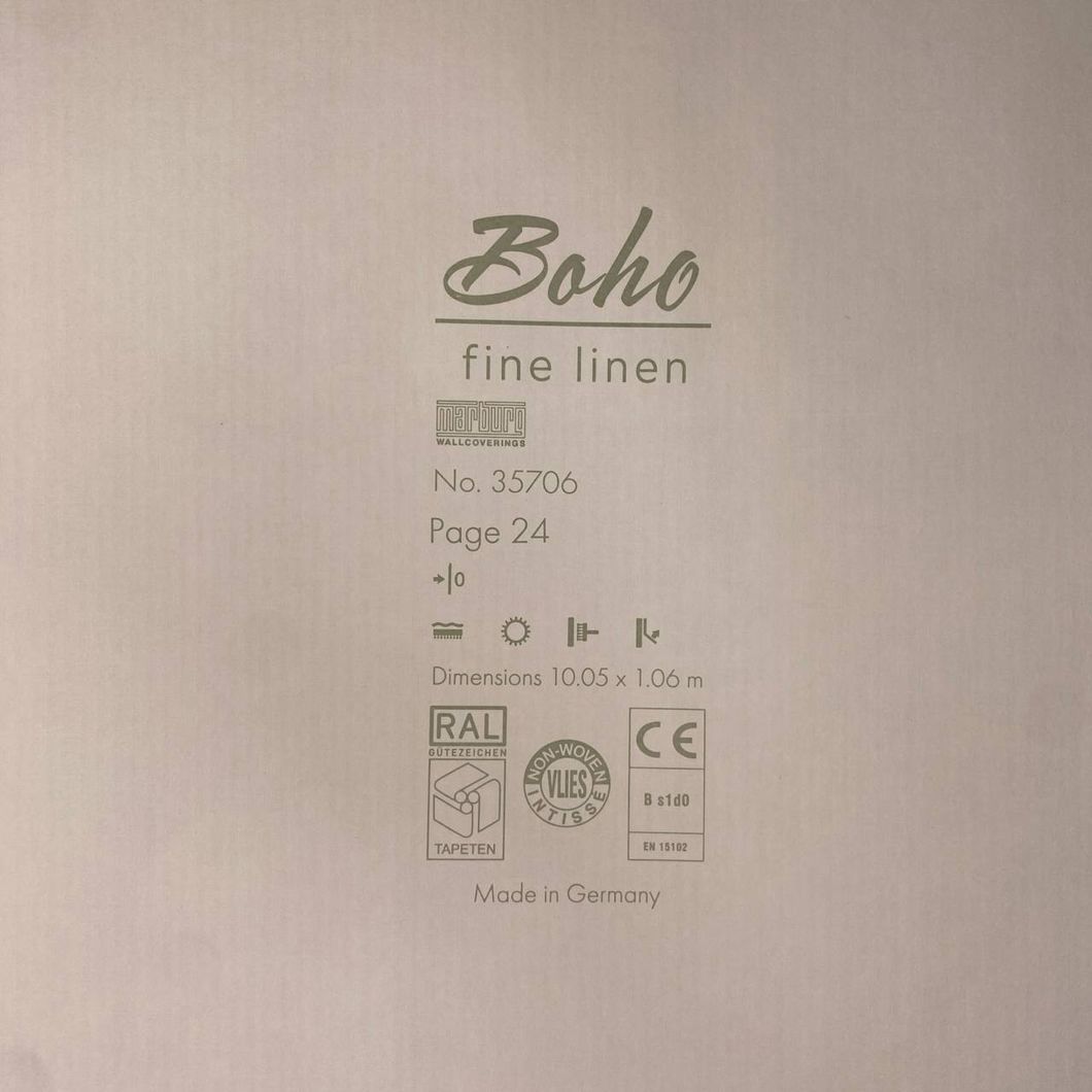 Шпалери вінілові на флізеліновій основі Marburg Boho світло бежеві 1,06 х 10,05м (35706)