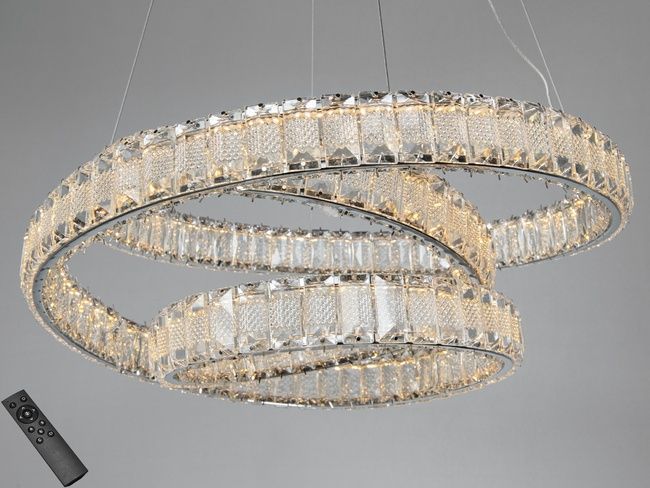 LED люстра хром 92 Вт кришталь з пультом