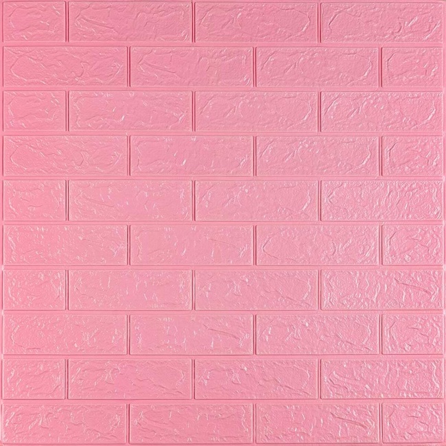 Панель стінова самоклеюча декоративна 3D під цеглу Рожевий 700х770х3мм (004-3), Рожевий, Рожевий