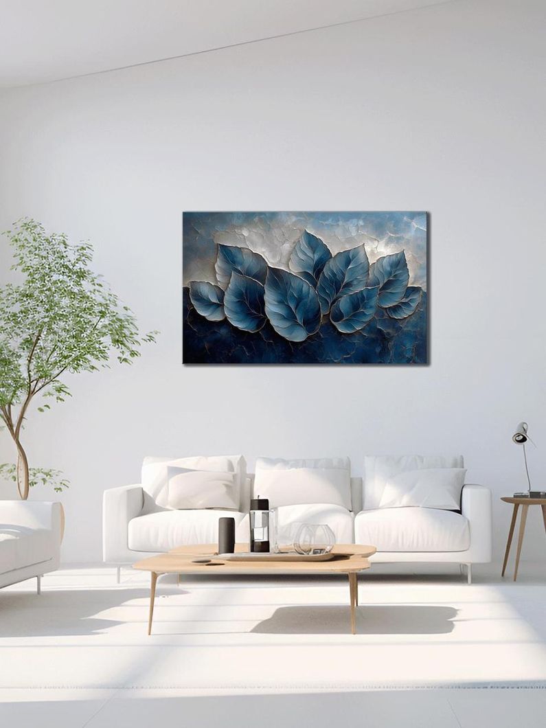 Картина на холсті МАKO "Синє листя" 60x100 см MK10634