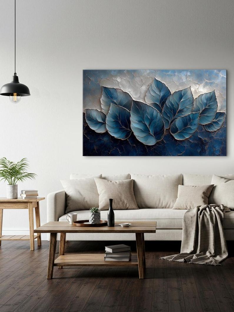 Картина на холсті МАKO "Синє листя" 60x100 см MK10634