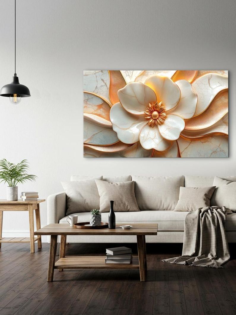 Картина на холсте МАKO " Золотой цветок" 60x100 см MK10594