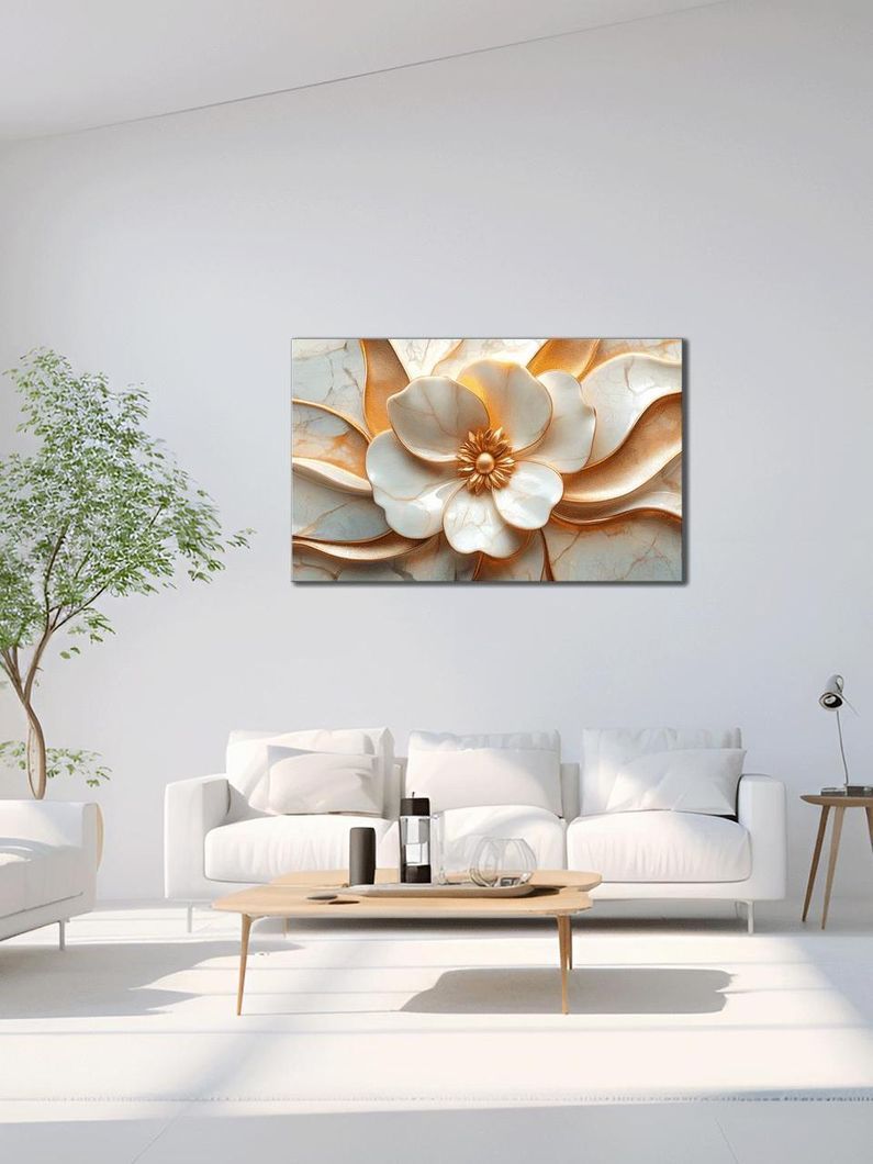 Картина на холсте МАKO " Золотой цветок" 60x100 см MK10594