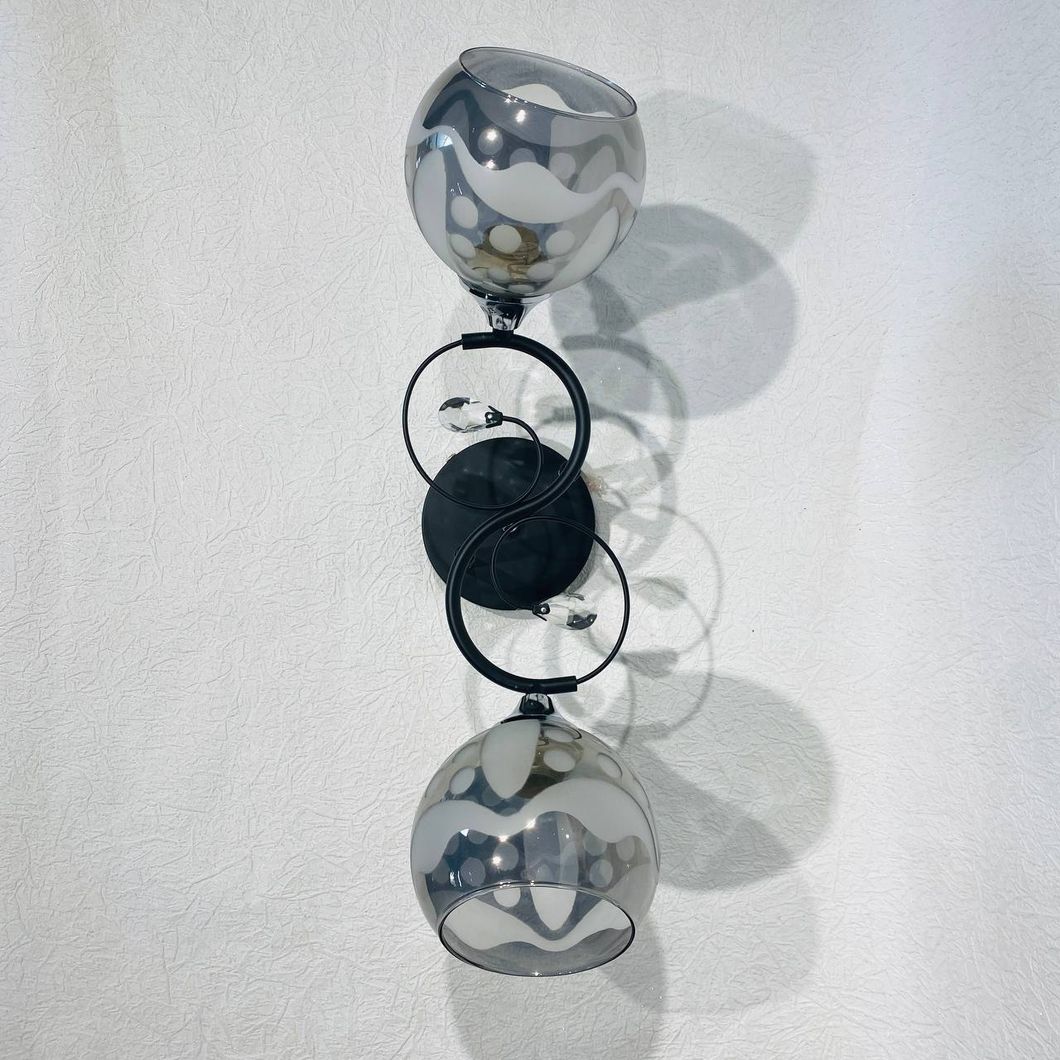 Люстра 2 лампы, черная в гостиную, спальню стекло в классическом стиле (XA1436/2), Черный, Черный