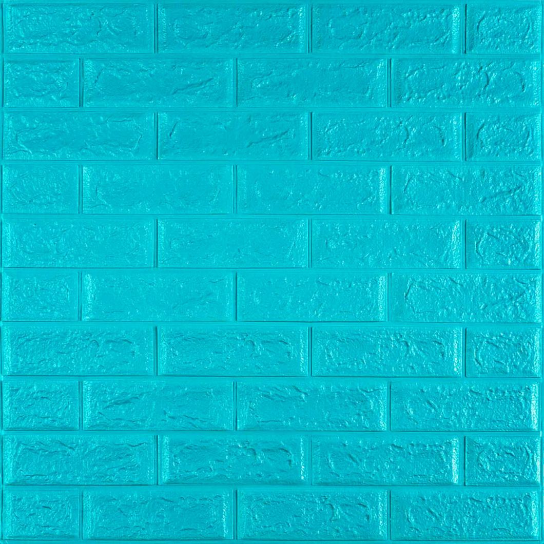 Панель стеновая самоклеящаяся декоративная 3D под кирпич Бирюза 700х770х5мм (002-5), Бирюзовый, Бирюзовый